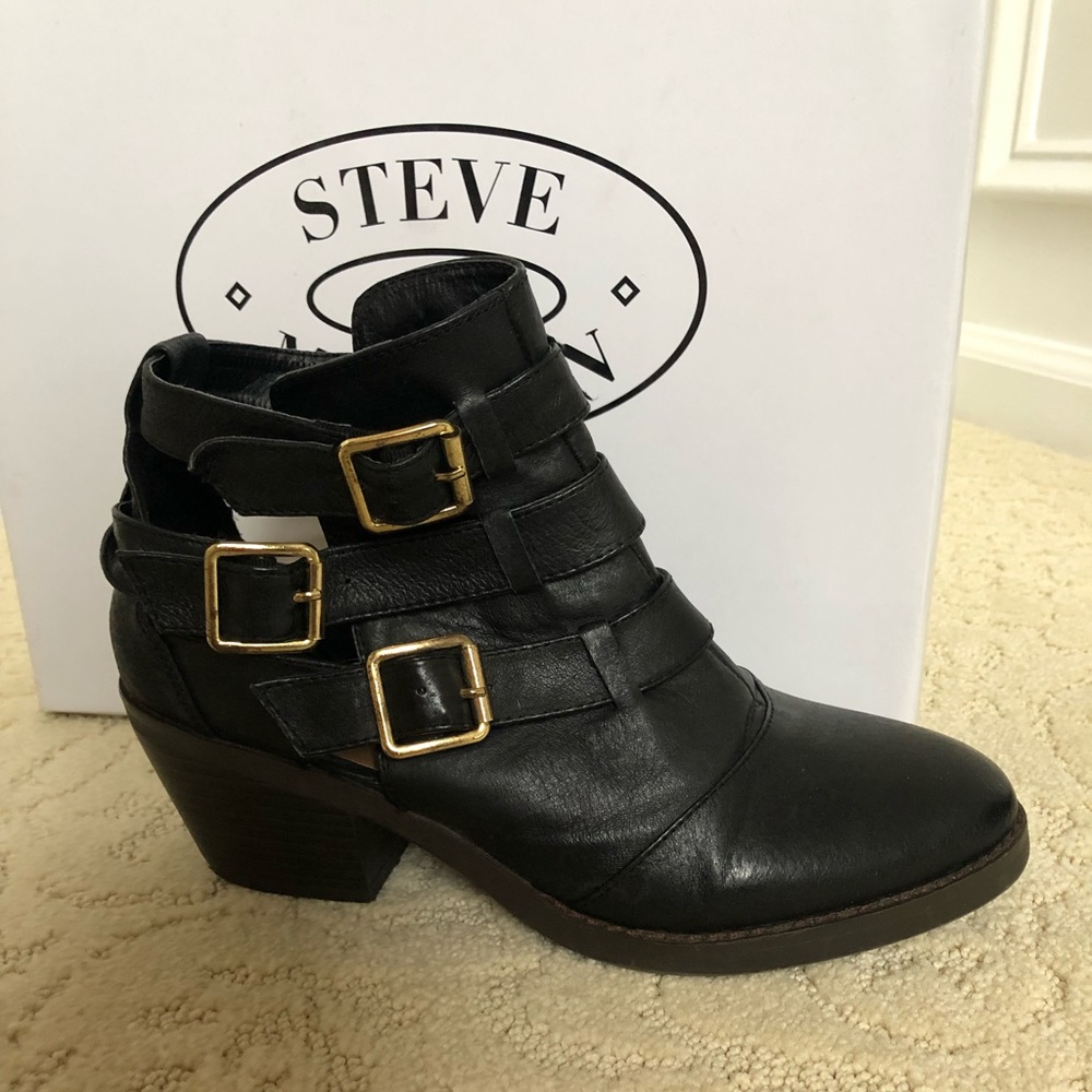 Steve Madden Black Leather Booties